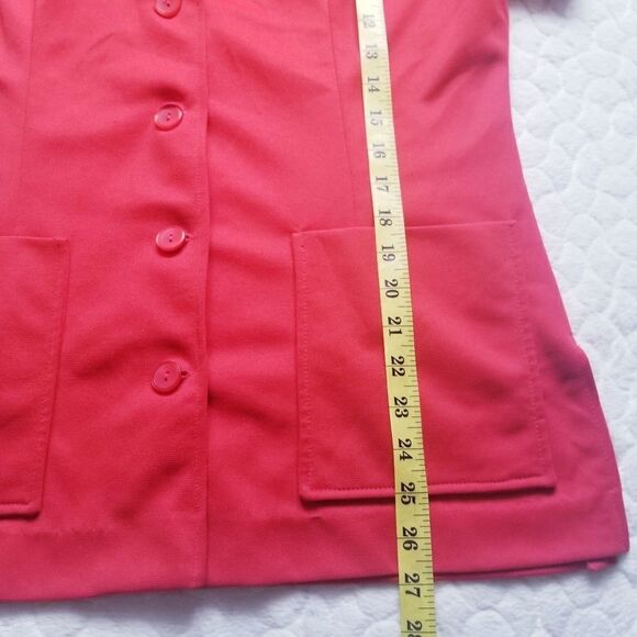 Vintage 70s button down shirt blouse red pockets - Picture 5 of 8